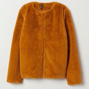 SOLD Soft Mustard Yellow Faux Fur Coat H&M Divided XS